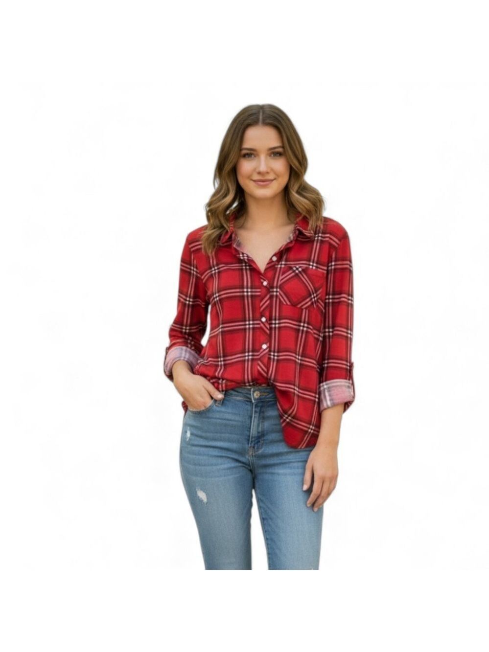 Doublju Plaid Casual Top